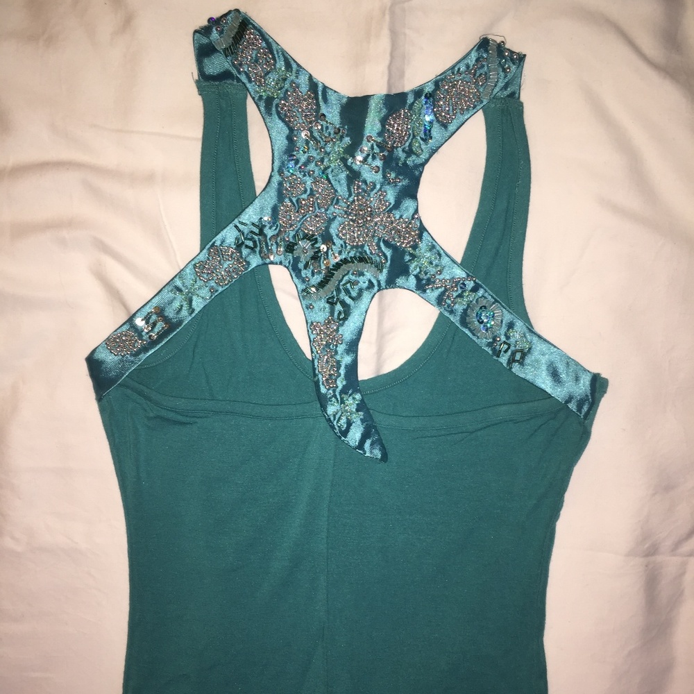 Turquoise top with beads - Picture 4 of 7